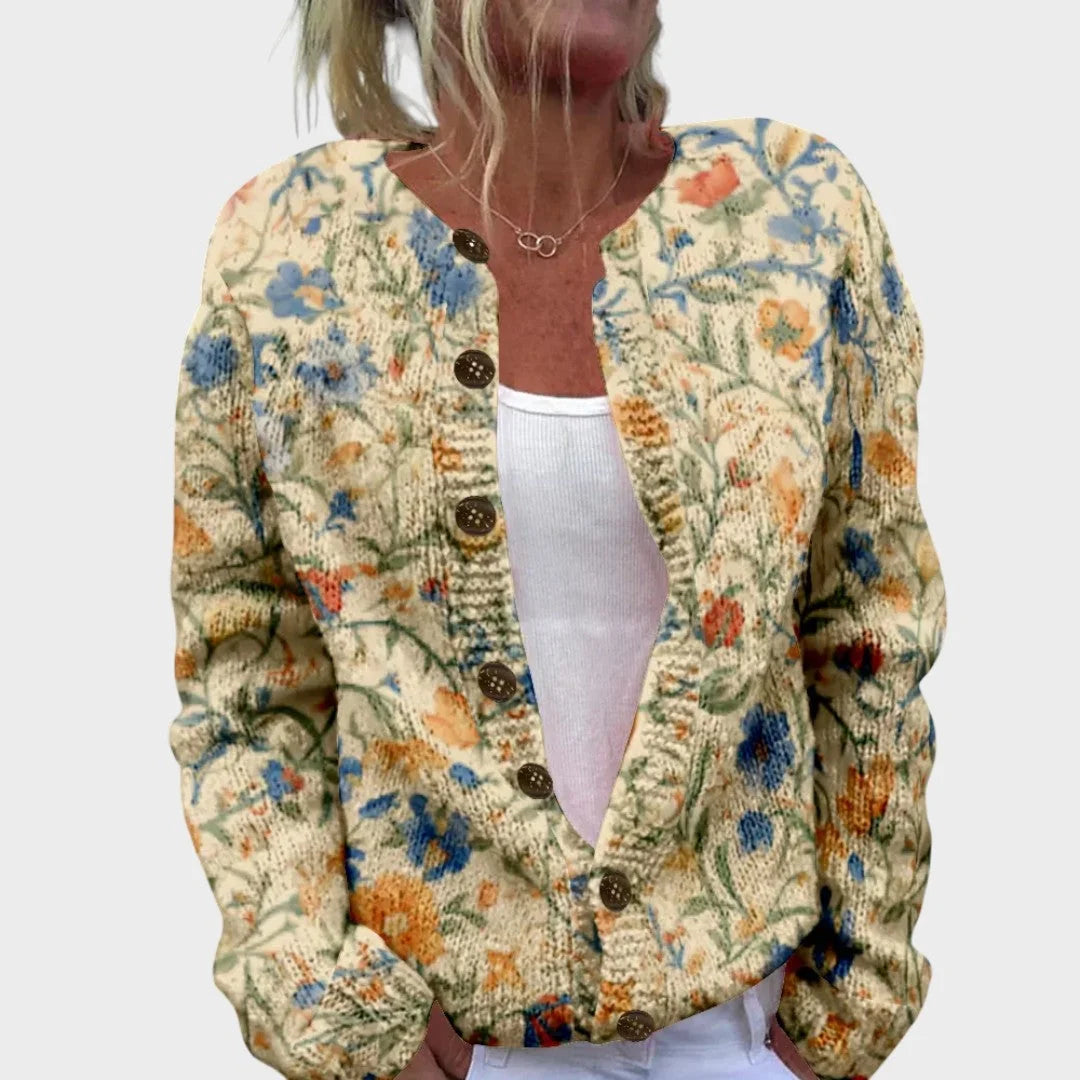 Willow | Gelber Cardigan mit Blumen