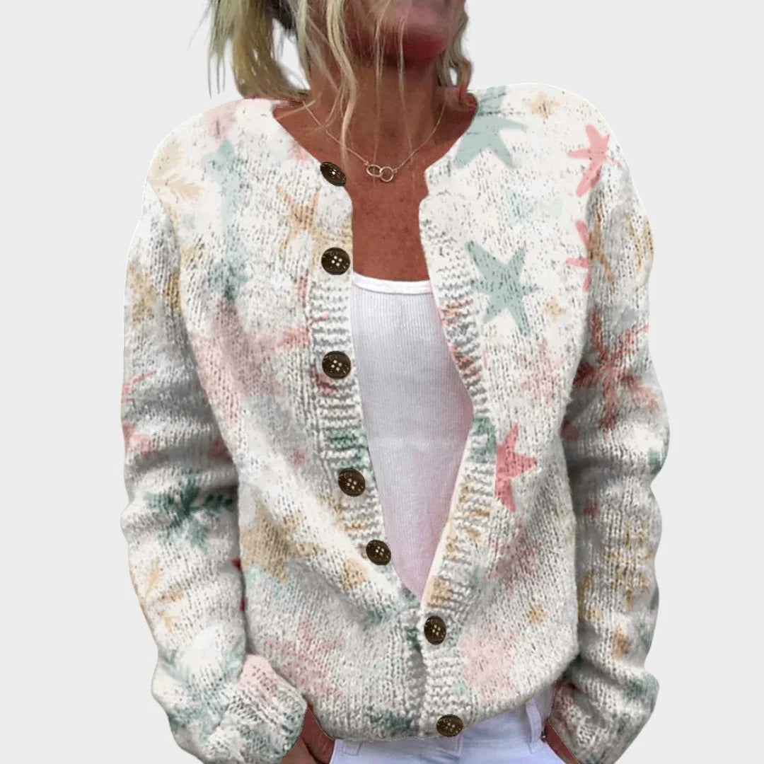 Grace | Weißer Cardigan mit Sternen