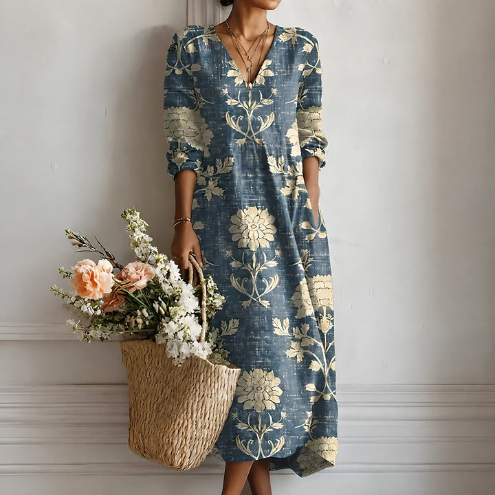 Margrit™ | Boho-Midikleid mit botanischem Blumenmuster