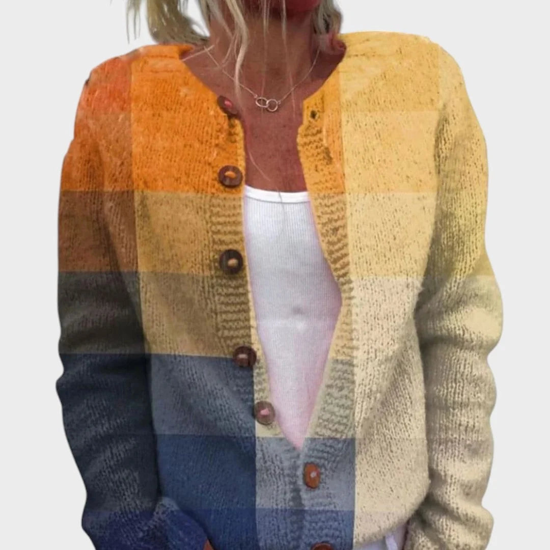 Zoe | Strickjacke mit geometrischem Blockmuster