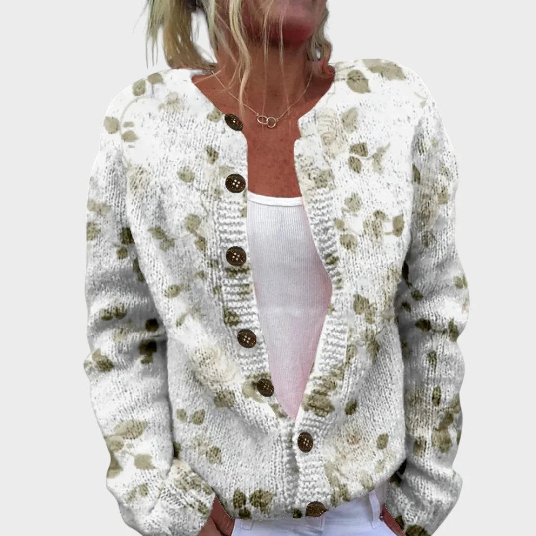 Matilda | Weißer Cardigan mit Blumen