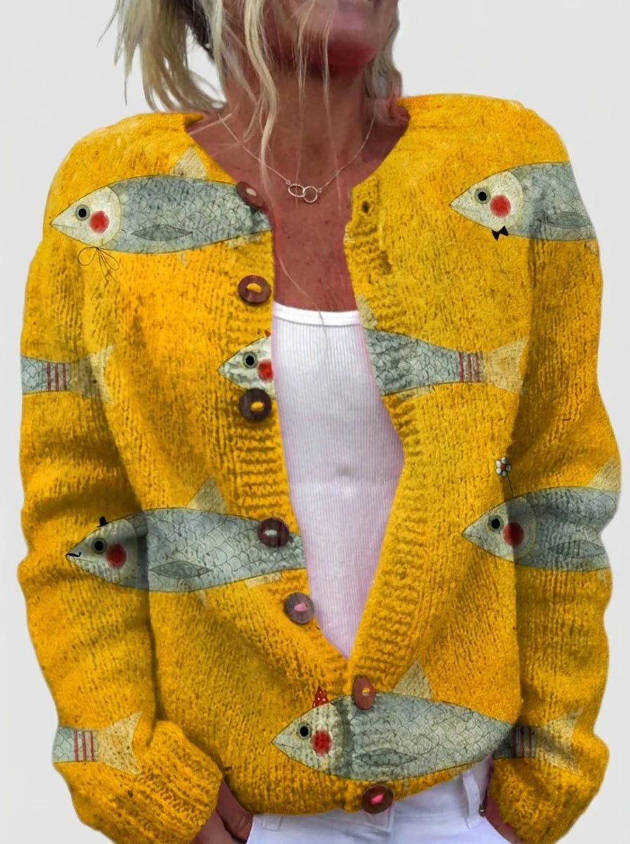 Petra™ | Cardigan mit Fisch-Print