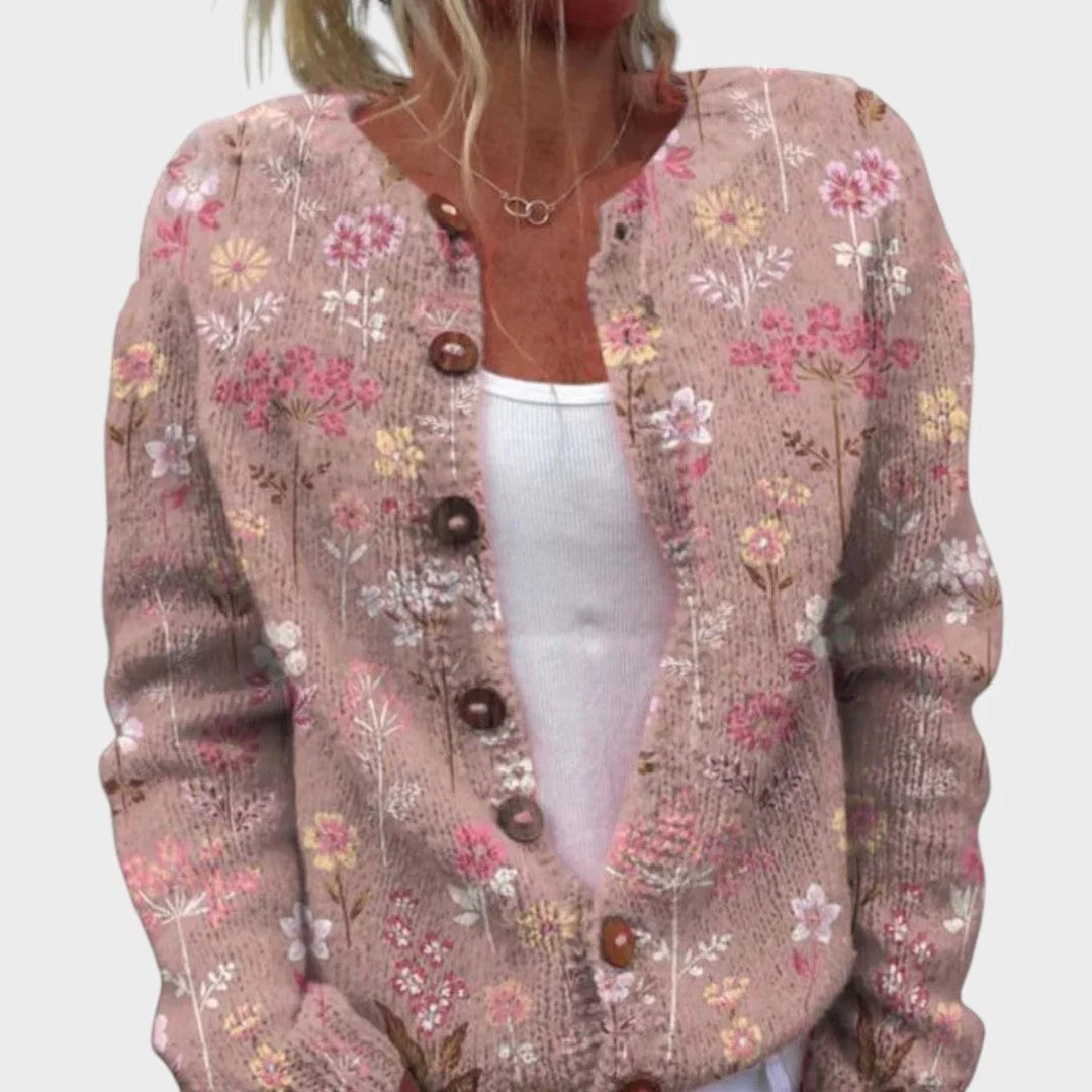 Hannah | Rosa Cardigan mit Blumen