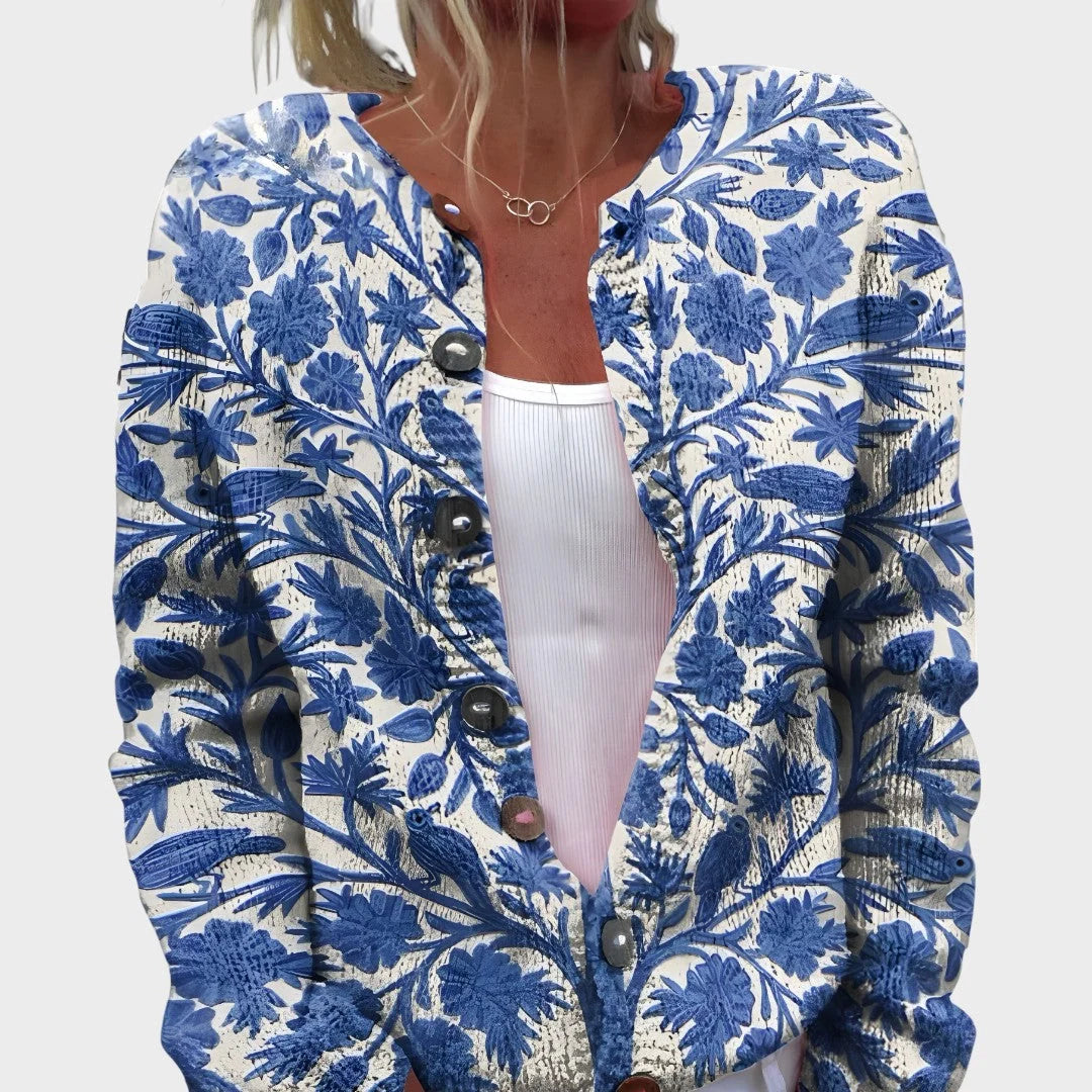 Isla | Cardigan mit blauen Blumen