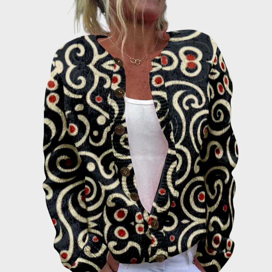 Scarlett | Schwarzer Cardigan mit Mustern